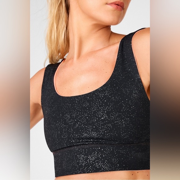 Fabletics Reversible Coral and Black Speckled Sports Bra Size S - Picture 6 of 9